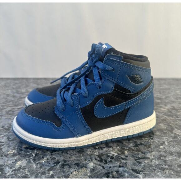 Nike Air Jordan 1 Retro High OG Kid Size 10C Dark Marina Blue Black AQ2665-404 - Picture 2 of 10